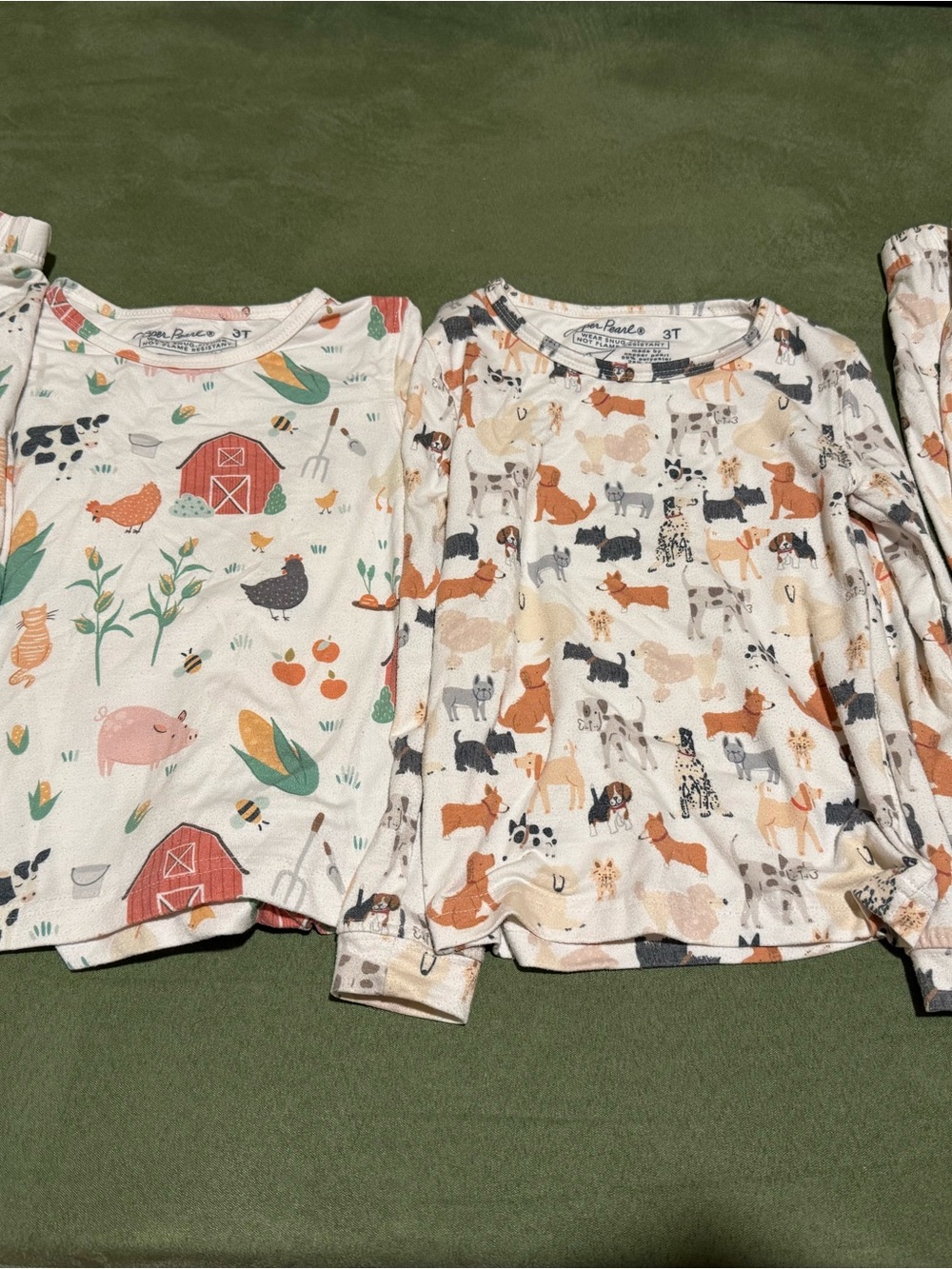 Copper Pearl Toddler 3T Long-Sleeve Farm & Puppy Print Pajama Sets